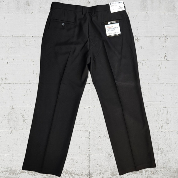 Haggar Black Classic Fit Straight Leg Cross Weave Heather Dress Pants Size 38x29 - Picture 6 of 6